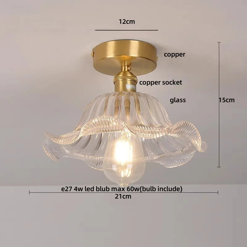 Green Glass Copper Ceiling Light