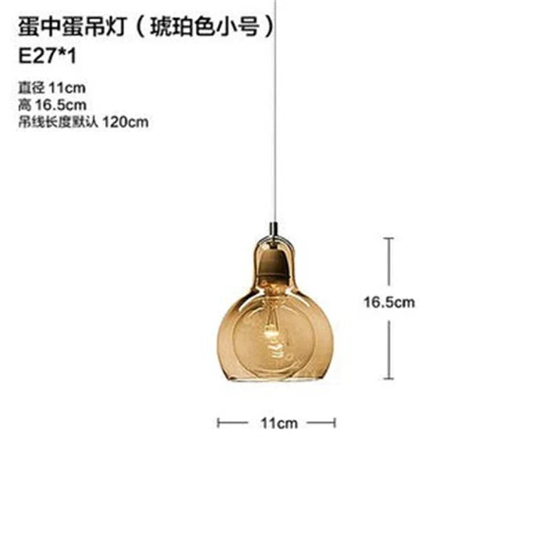 Amber Glass Pendant Light Large Size Kitchen