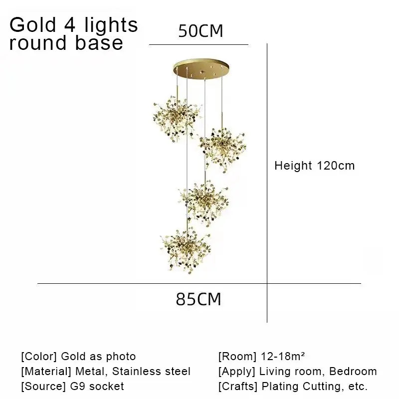 Gold 60cm 3-Light LED Pendant Light