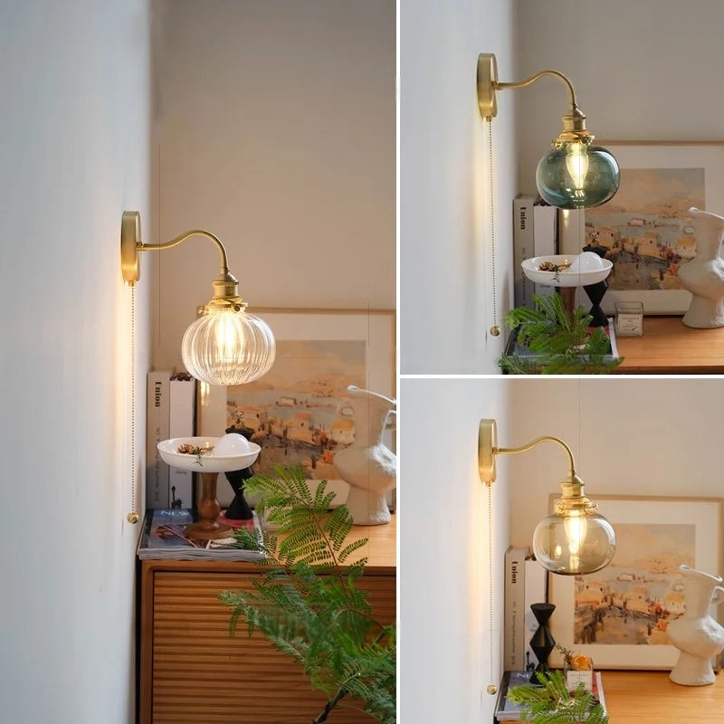Green Glass Wall Light