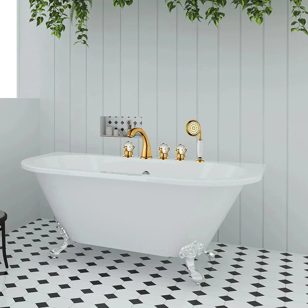 Gold Crystal Brass Faucet Set
