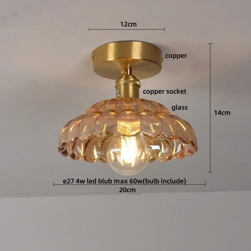 Green Glass Copper Ceiling Light