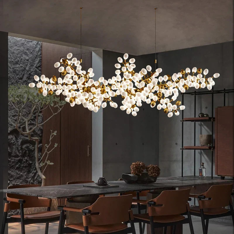 Gold Glass 20-Bulb Pendant Light L200cm