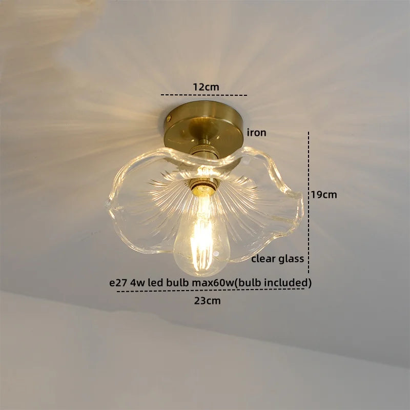 Green Glass Ceiling Light Copper Iron Blend