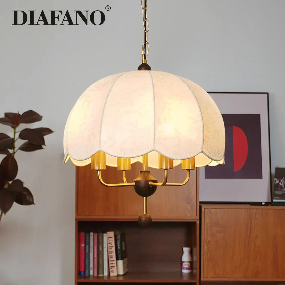 Beige Fabric Pendant Light