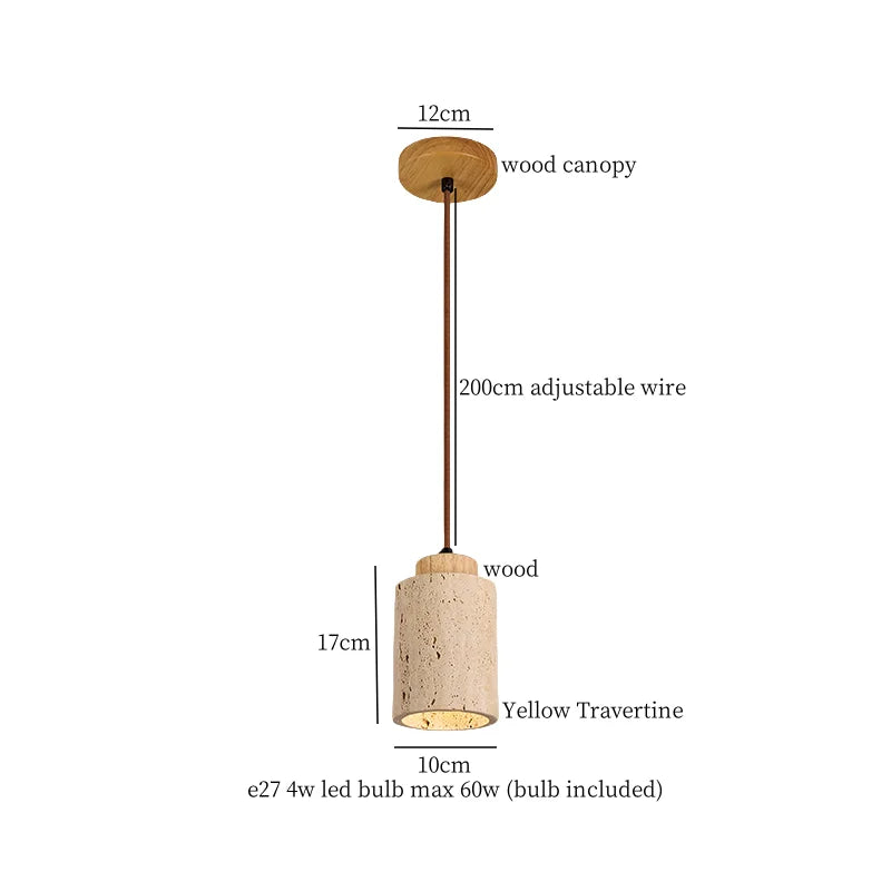 Copper Vintage Pendant Light Travertine Stone