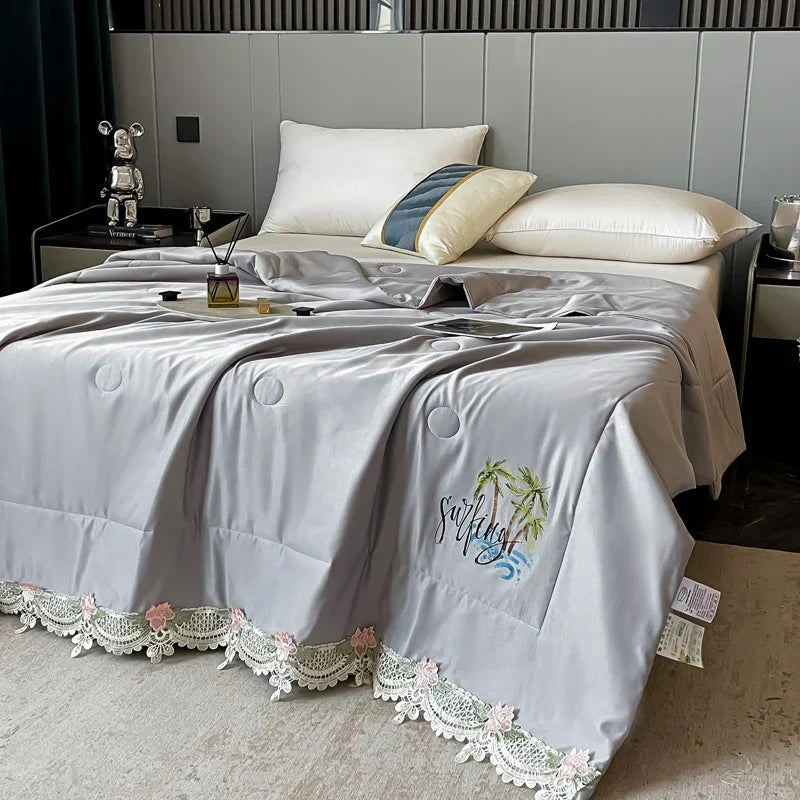 Embroidered Lace Summer Quilt