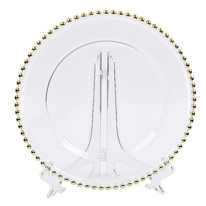 Gold Beaded Glass Plate