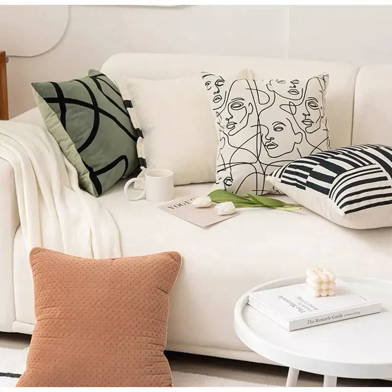 Beige Abstract Cushion Cover