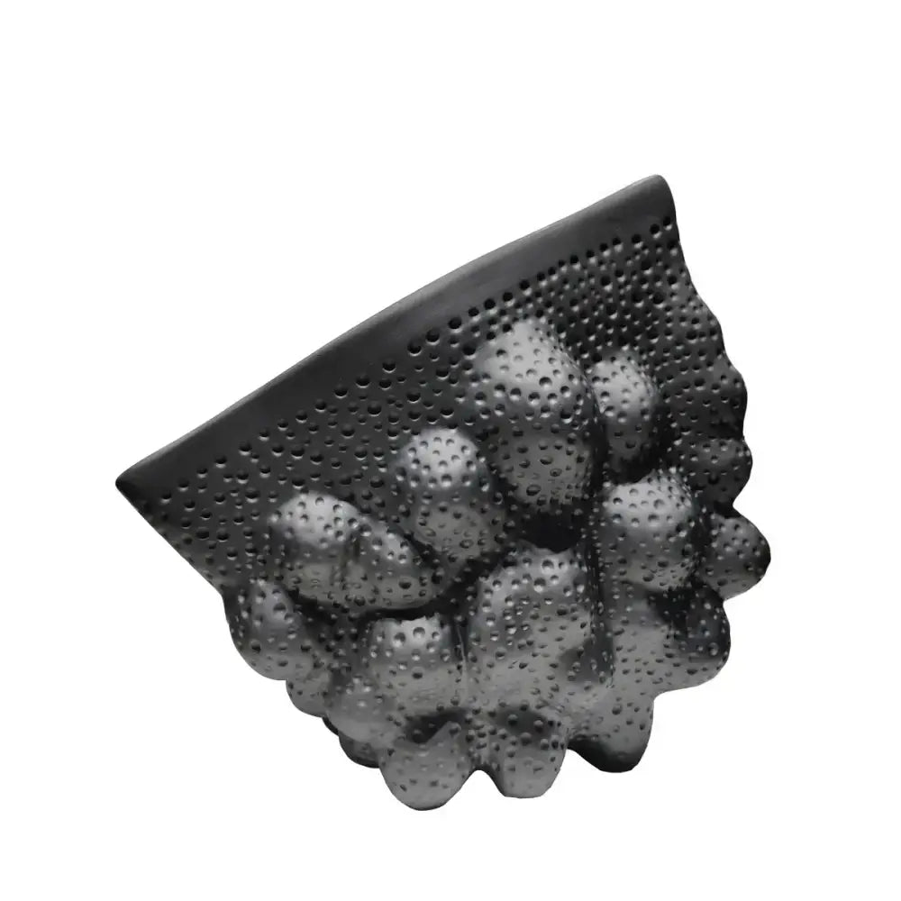 Black Ceramic Pleated Vase