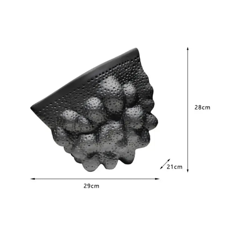 Black Ceramic Pleated Vase