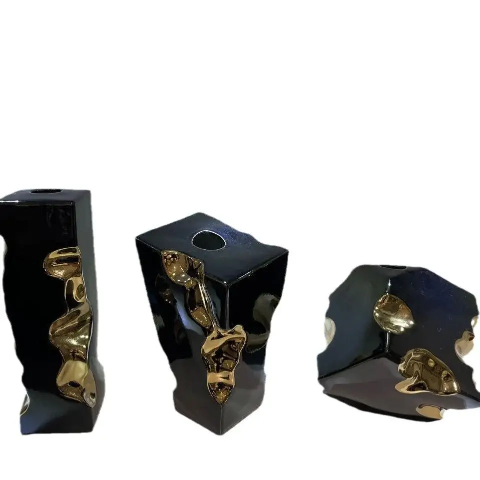 Black Gold Ceramic Vase