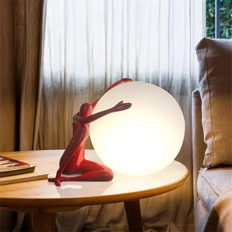 Black Red Resin Lamp