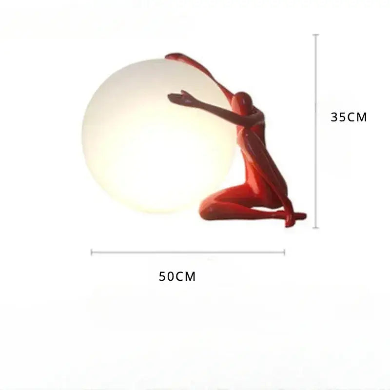 Black Red Resin Lamp