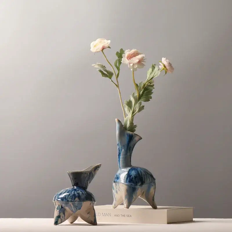 Blue White Ink Pattern Vase