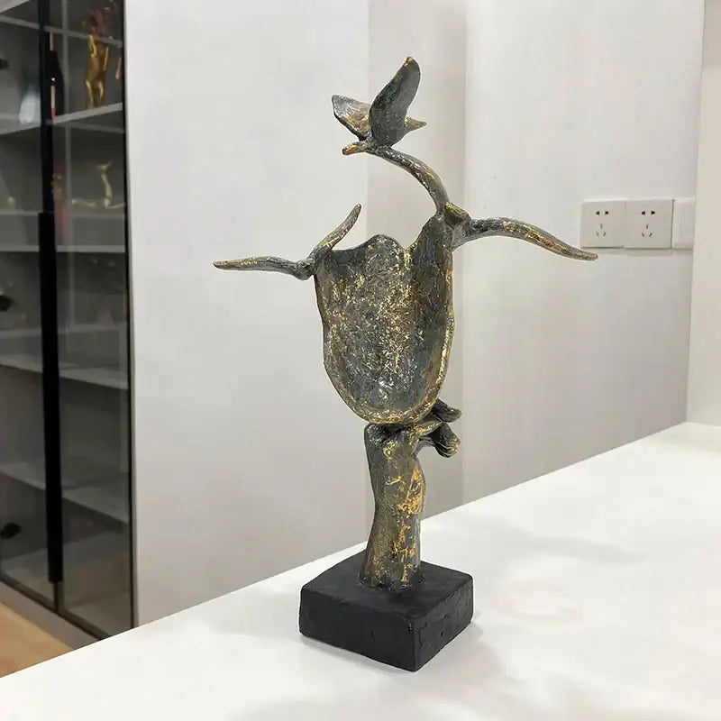 Bronze Gold Bird Figurine