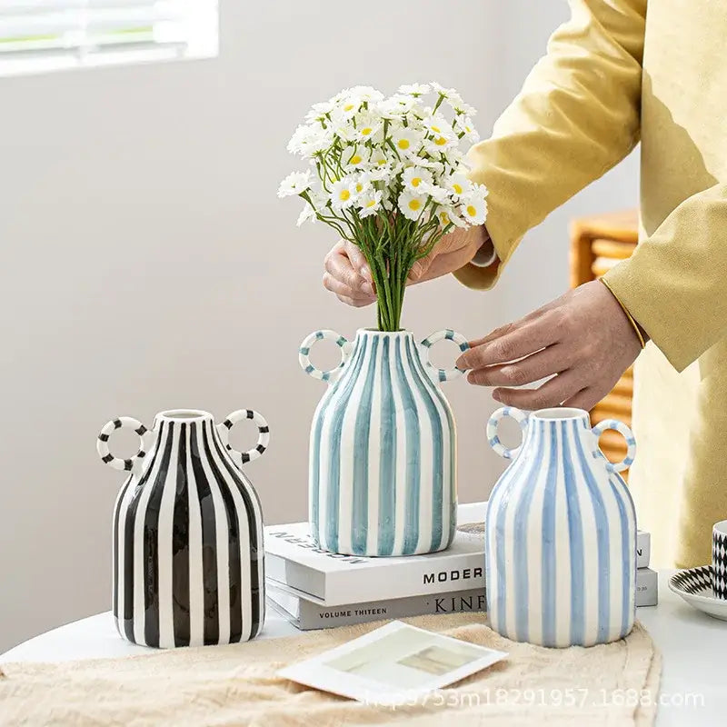 Striped Ceramic Hydroponic Vase