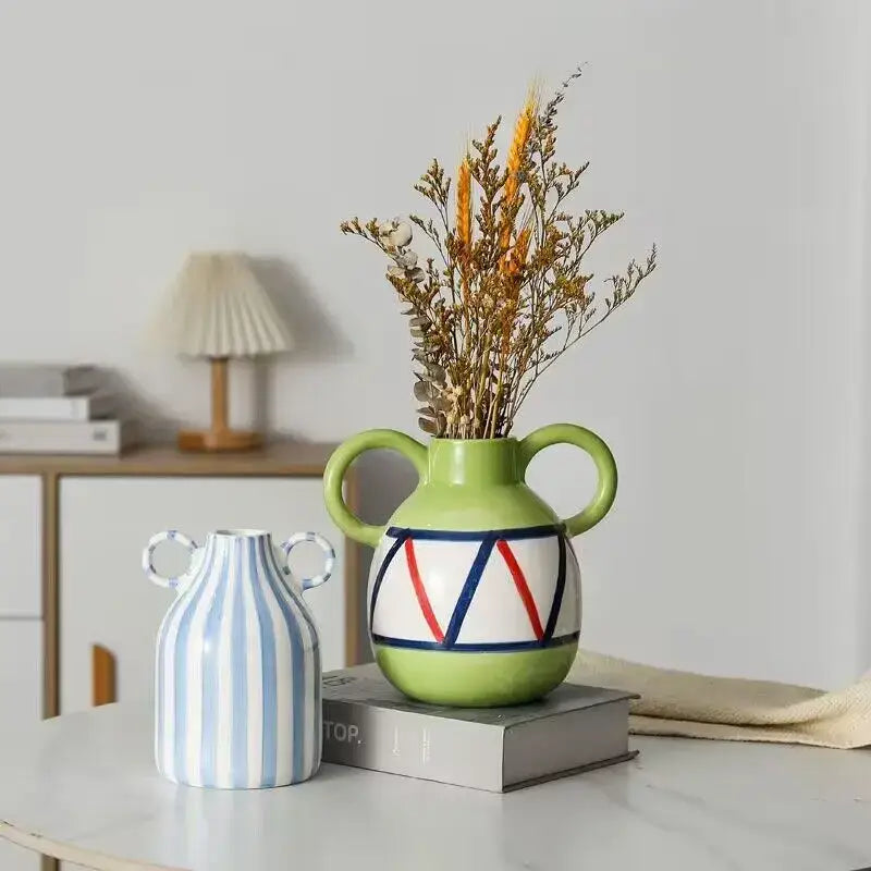 Striped Ceramic Hydroponic Vase