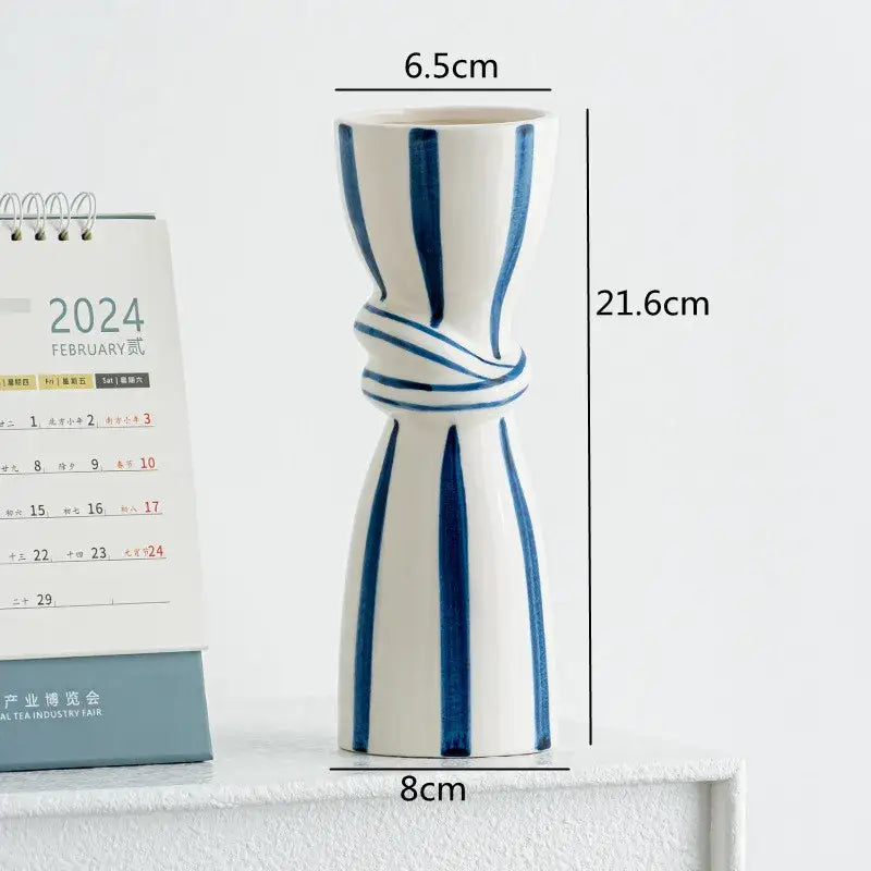 Striped Ceramic Hydroponic Vase