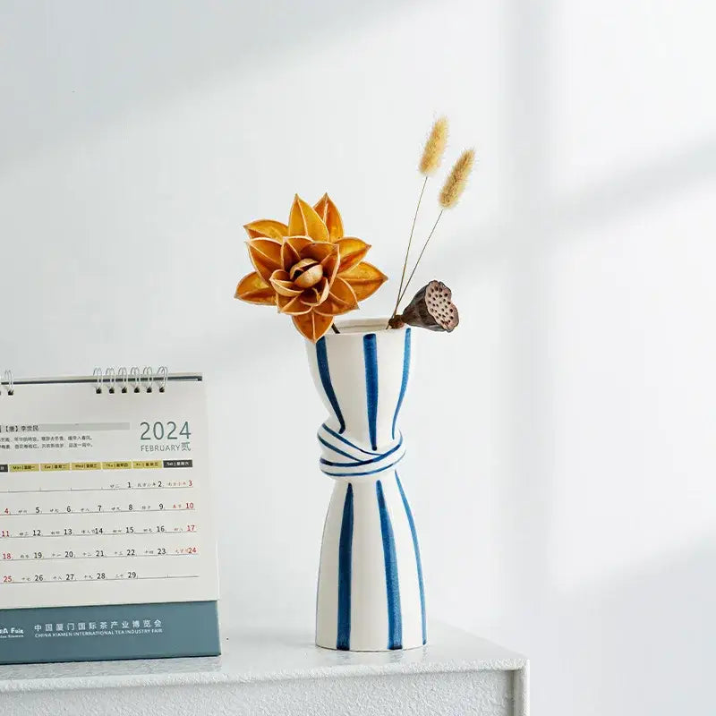 Striped Ceramic Hydroponic Vase
