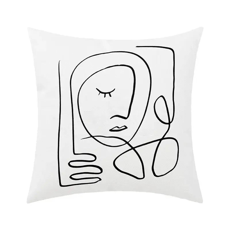 White and Black Geometric Pillow Cover