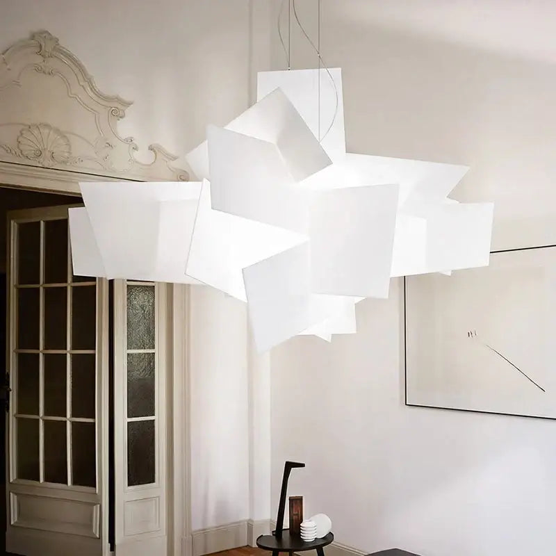 White and Gold Geometric Pendant Lamp for Living Room