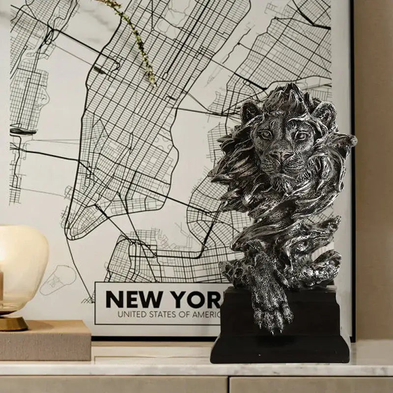 Gold Lion Resin Sculpture