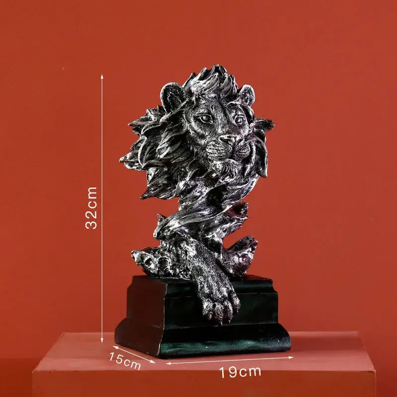Gold Lion Resin Sculpture