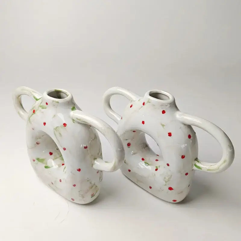 Abstract Green Red Vase Set
