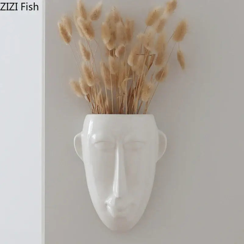 White Abstract Face Vase