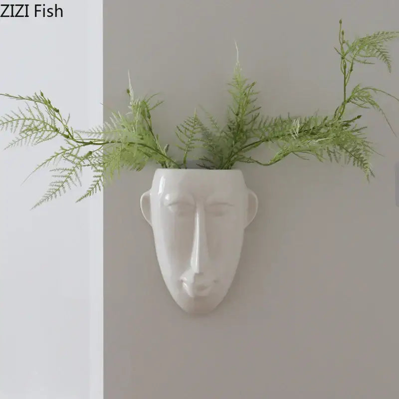 White Abstract Face Vase