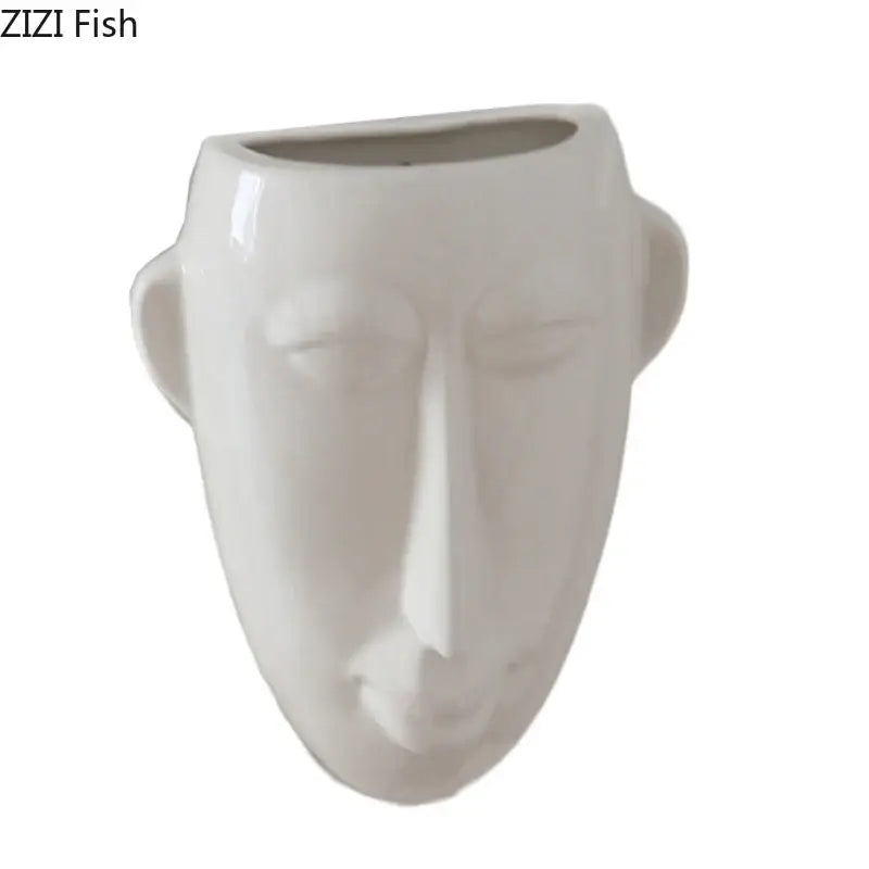 White Abstract Face Vase