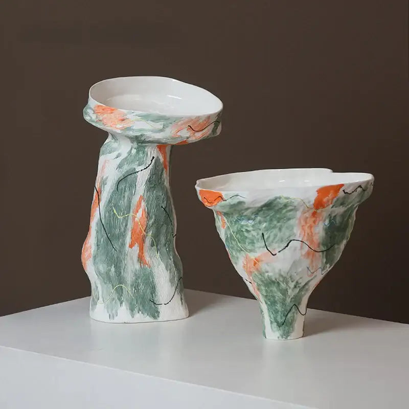 Green Orange Ceramic Vases