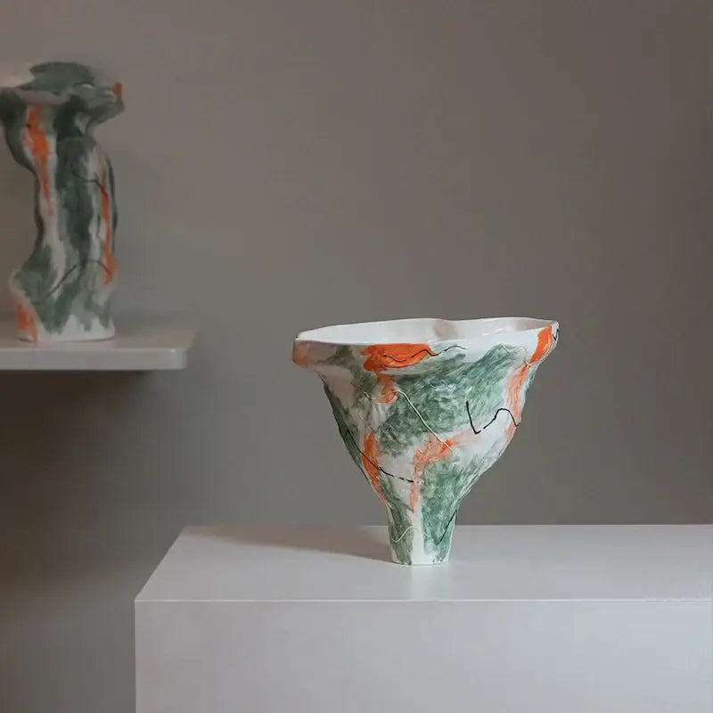 Green Orange Ceramic Vases