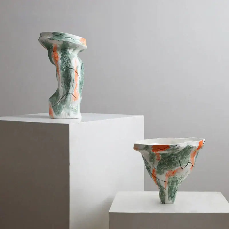 Green Orange Ceramic Vases