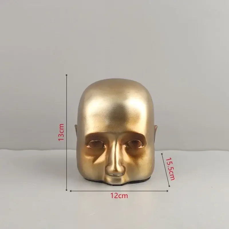 Gold Abstract Face Sculpture