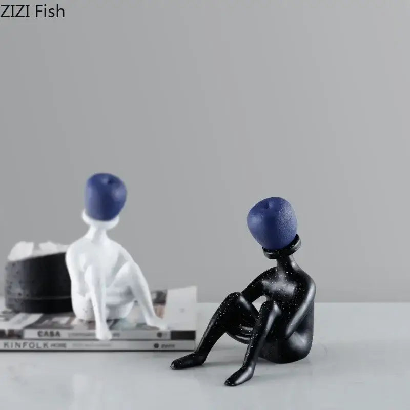 Black White Thinker Figurine