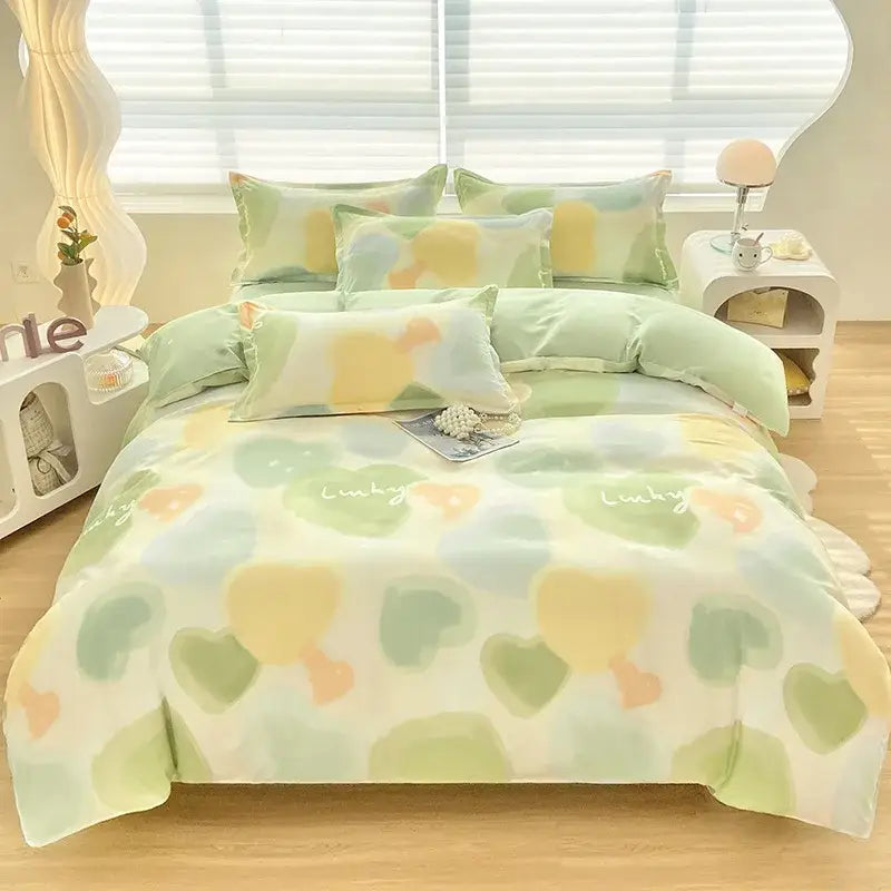 Green Yellow Abstract Duvet