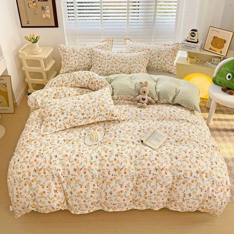 Green Yellow Abstract Duvet