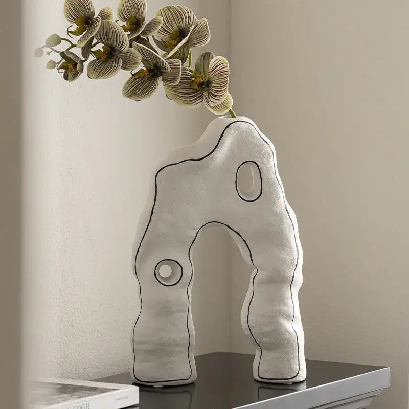 White Black Ceramic Vase