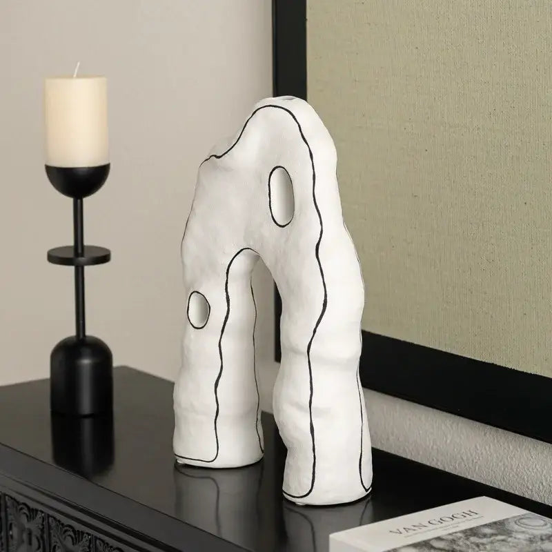 White Black Ceramic Vase