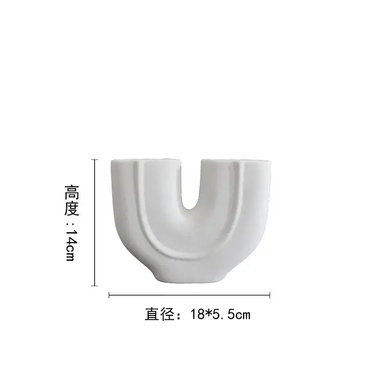 White Geometric Ceramic Vase for Minimalist Decor