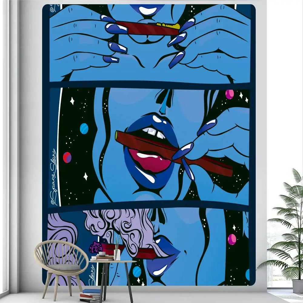 Pink Abstract Woman Tapestry