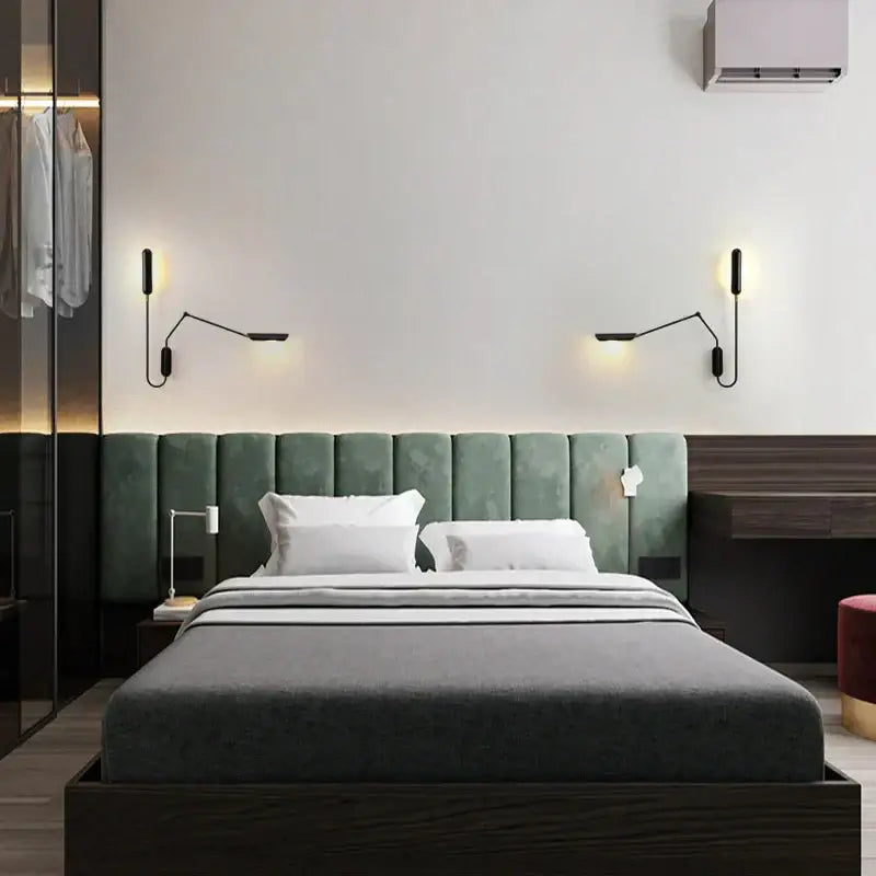 Black Adjustable Vintage Bedside Wall Lamp