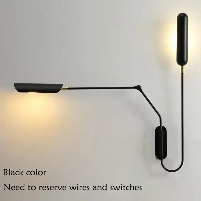 Black Adjustable Vintage Bedside Wall Lamp