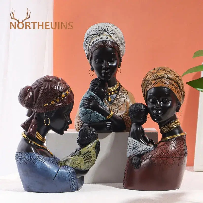African Mother Child Figurine