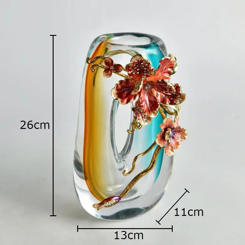 Amber Floral Relief Vase