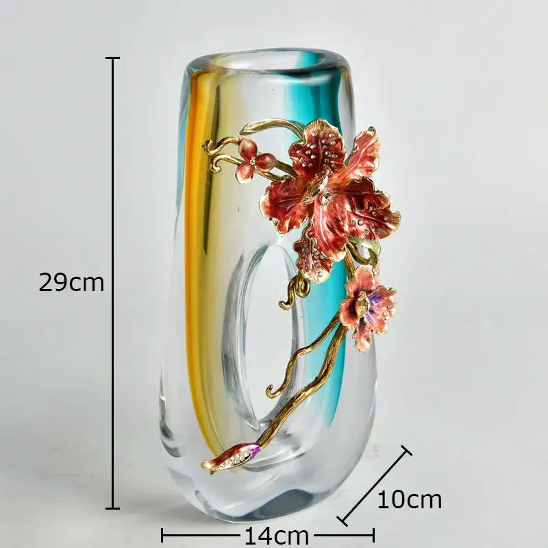 Amber Floral Relief Vase