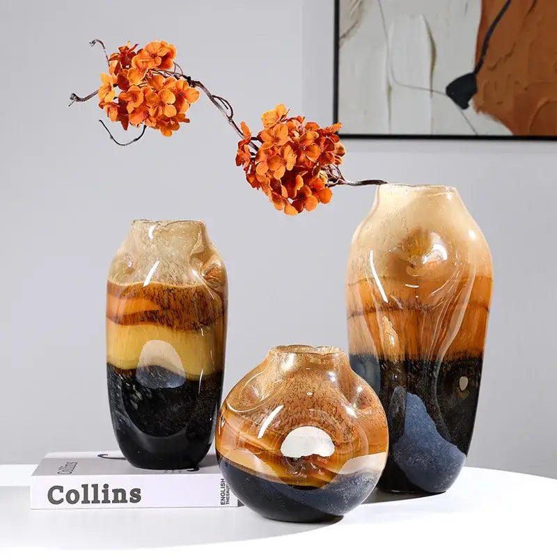 Amber Irregular Glass Vase