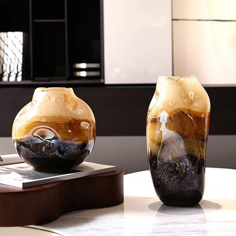 Amber Irregular Glass Vase
